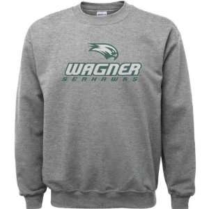 Wagner Seahawks Sport Grey Youth Varsity Washed Logo Crewneck 