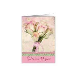 41st birthday rose pink bouquet Card: Toys & Games