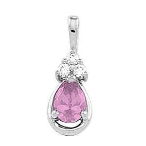  14K White Gold Pink Sapphire and Diamond Pendant Jewelry