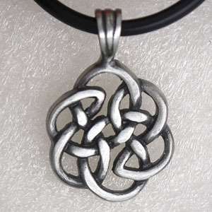Celtic knot Silver Pewter Pendant w PVC Choker Necklace  