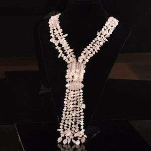 0853 44mm Huge rose quartz necklace 22  