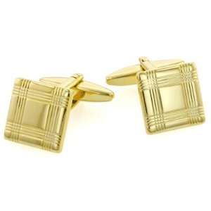  Yellow gold plated discreet sized tartan engraved square 
