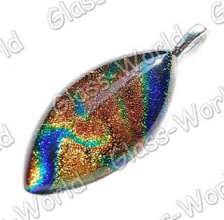 7PCS 17*37MM Dichroic Foil Lampwork Glass Bead Pendants  
