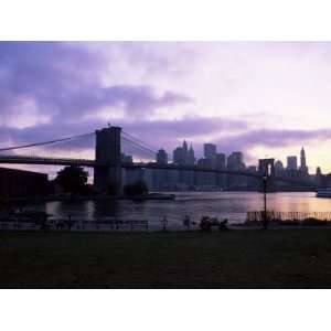  Manhattan Skyline and Brooklyn Bridge, New York, New York 