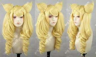 delicate Mixed golden cats ear Tiger card cosplay wig  