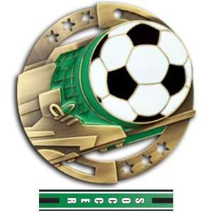   Awards Custom Soccer Color Medals M 545S GOLD MEDAL/TURBO RIBBON 2.75