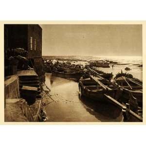  1925 Jaffa Yafo Israel Harbor Port Boats Photogravure 