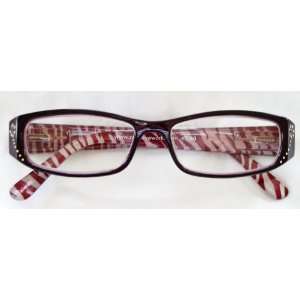 Aventura (D157) Reading Glasses, Rectangular Burgundy Plastic Frame 