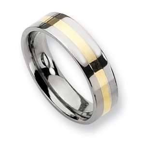    Titanium 14k Gold Inlay Flat 6mm Polished Band TB219 6 Jewelry