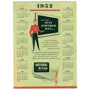  1952 National Airlines Calendar Hotel Travel Centers: Everything Else