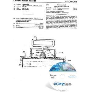  NEW Patent CD for EASILY OPENABLE SEALED PLASTIC CLOSURE 