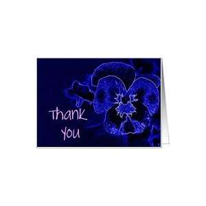 Neon Blue Thank You, Pansies Photo Special Effects, Blank Inside Card