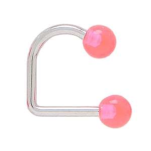 14G UV Reactive LIP LOOP LABRET Ball   Pink Piercing   