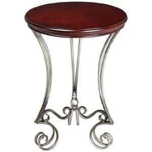   : Dark Cherry and Brushed Silver Bardot Accent Table: Home & Kitchen