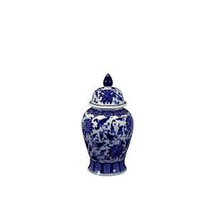 UTC 70687 White Ceramic Jar with Lid with Blue Flower 