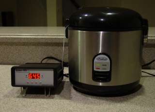 Holding the temperature of a rice cooker at 64.5 °C for making the 