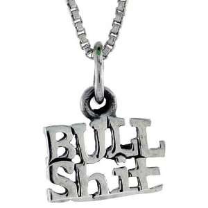  Sterling Silver BULL SHIT Talking Pendant Jewelry