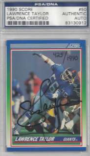 Lawrence Taylor Autographed Signed 1990 Score Card PSA/DNA #83130912 