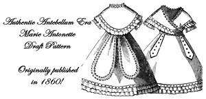 Dress Pattern Antebellum Civil War Girls Draft 1860  