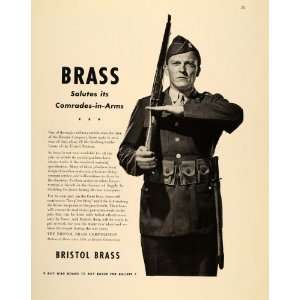  1943 Ad WWII Bristol Brass U. S. Soldier Uniform Gun 