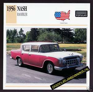 1956 56 NASH RAMBLER Car ATLAS PICTURE SPEC INFO CARD  