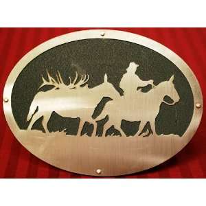    Elk Hunting Laser Cut Stainless Trailer Hitch Cover: Automotive