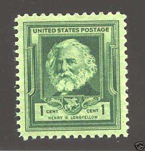 US #864     1c LONGFELLOW   SUPERB   MINT   GRADED 98  