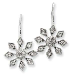  Sterling Silver CZ Snowflake Earrings: Jewelry