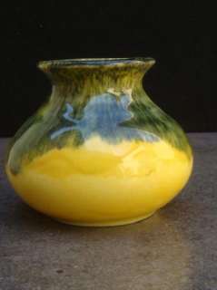Vintage Green / Yellow Pottery Vase Canada Theke  