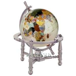  6 Tall Opalite White Opal Gemstone World Globe with 