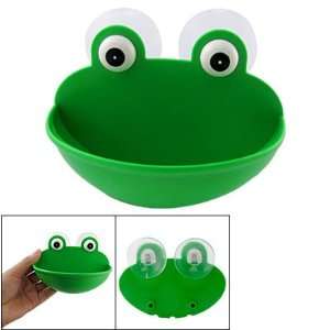 Bulging Eyes Green Frog Head Design Plastic Soap Case Holder:  