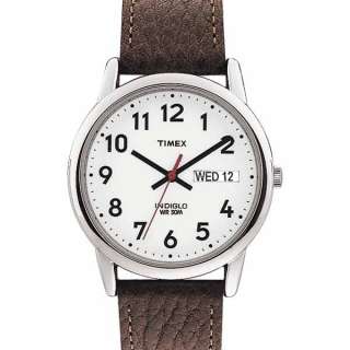 Timex Mens Easy Reader Brown Leather Strap Fashion Watch Gold/Silver 
