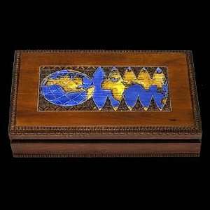  Worldview Atlas Map of the World Linden Wood Box Kitchen 