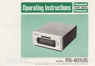 Panasonic RS 801US 8 Track Owners Manual  