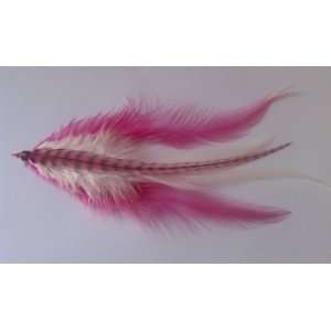  5pc Flamingo Pink Grizzly Feather Hair Extension 