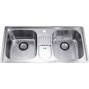   Dawn CH365 Drop In Double Bowl Sink With Workspace