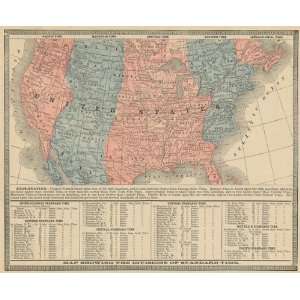   Cram 1884 Antique Map of the United States Time Zones