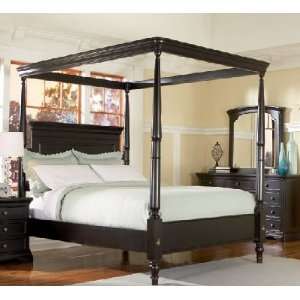   Sherry Veneers Finish Wood Canopy Bed Coaster Beds: Furniture & Decor