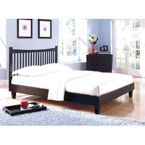    Jakarta Black Finish Queen Size Solid Wood Bed: Home & Kitchen