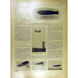   1908 Dirigible Airship Aeroplane Farman Bleriot Print