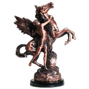  Man Holding Pegasus Horse Statue   Copper Finish