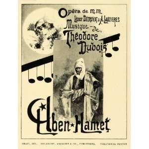  1895 French Print Orazi Theatrical Poster Aben Hamet Opera 