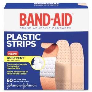  BAND AID Plastic Bandages,0.75   60 / Box   Tan: Office 