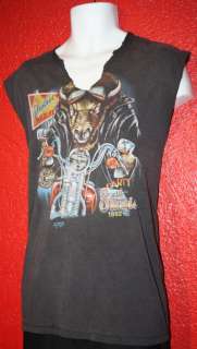 vtg HARLEY DAVIDSON 3D EMBLEM t shirt 1992 sturgis RARE sleeveless 