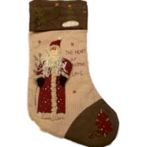   Time Embellished Tan Santa Claus Christmas Stocking: Home & Kitchen