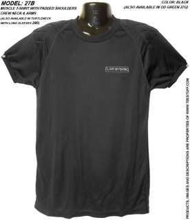   integrated shoulder pads model 27b color black size large t shirt