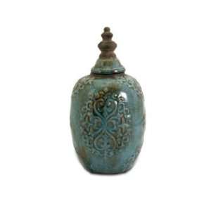   IMAX Small Caspian Jar Ceramic Accessorize Turquoise