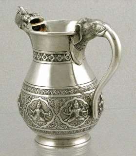 Indian Coin Silver Dog Spout Cream Pitcher Bombay T.P.R. & Co. c1890 