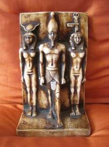RARE Antique Hand Carved Statue of Egyptian Ancient Triad of King 