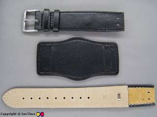 High quality leather watch strap BUND Style Black 22mm  